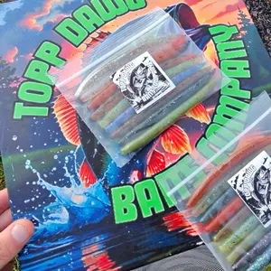 Core Shot 2-for-1 Multicolor Mystery Bundle WITH CRAW SAUCE – 5.25” Handmade Worms by Topp Dawg Baits