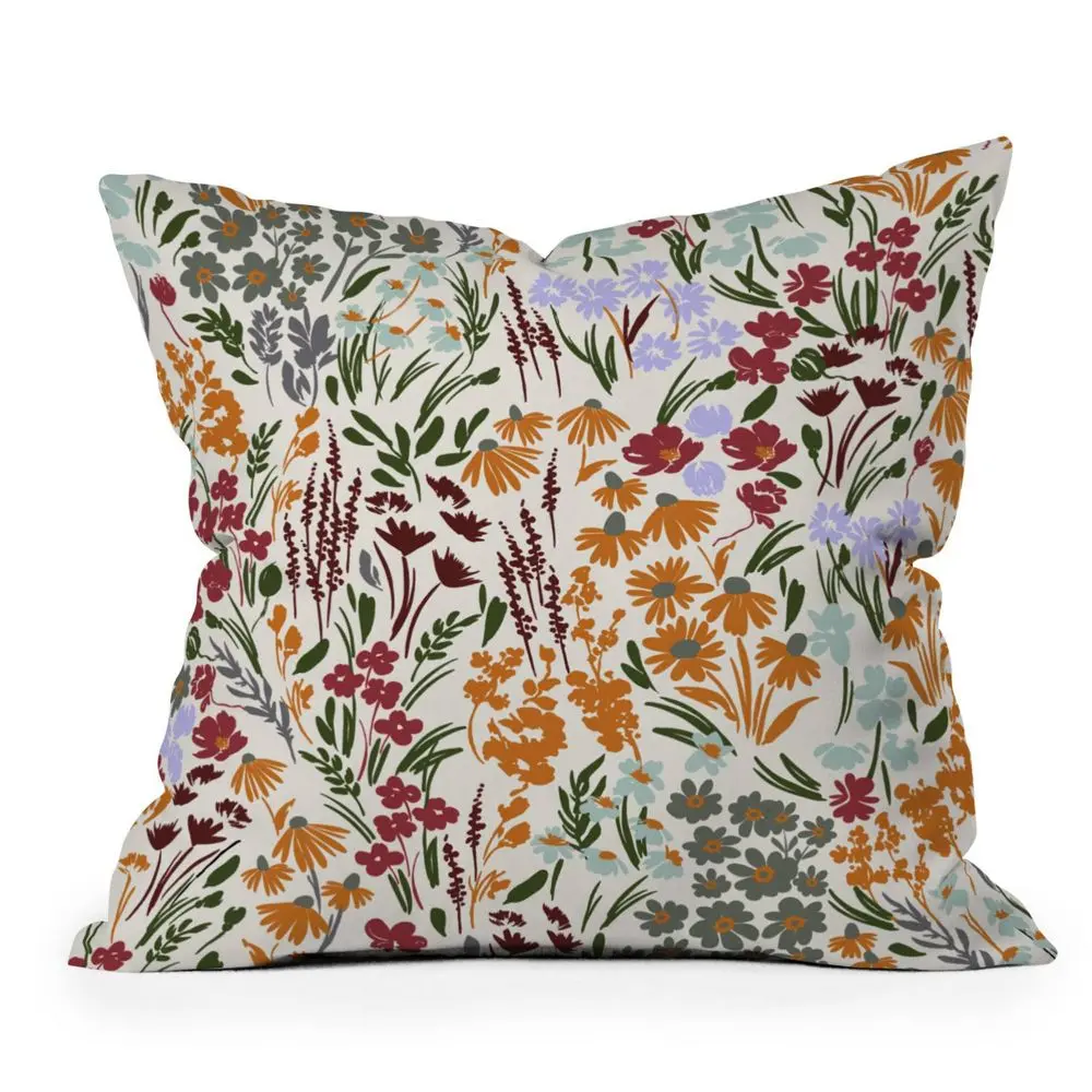 26"x26" Deny Designs Marta Barragan Camarasa Spring Flowery Meadow Square Outdoor Throw Pillow