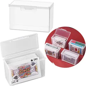 Clear Plastic Card Storage Box with Snap Closure, 1.8x4.1x2.6 Inch Trading Card Holder Organizer, Poker Cards Business Travel Accessory
