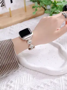 Fashionable Unisex Exquisite Leather Belt with Sparkling Rhinestones and Four-Leaf Clover Watch Strap Ultra-Fine Leather Zinc Alloy Zirconia