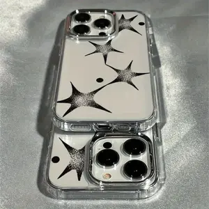 Black Star Case for iPhone 17 PRO MAX and iPhone 16 15 14 13 12 11 PRO MAX PLUS and iPhone 16E 17 AIR Series Mobile Phone Case, Anti-Shock and Non-Slip Cover, Lightweight and Modern Design, High-Quality Original Protection