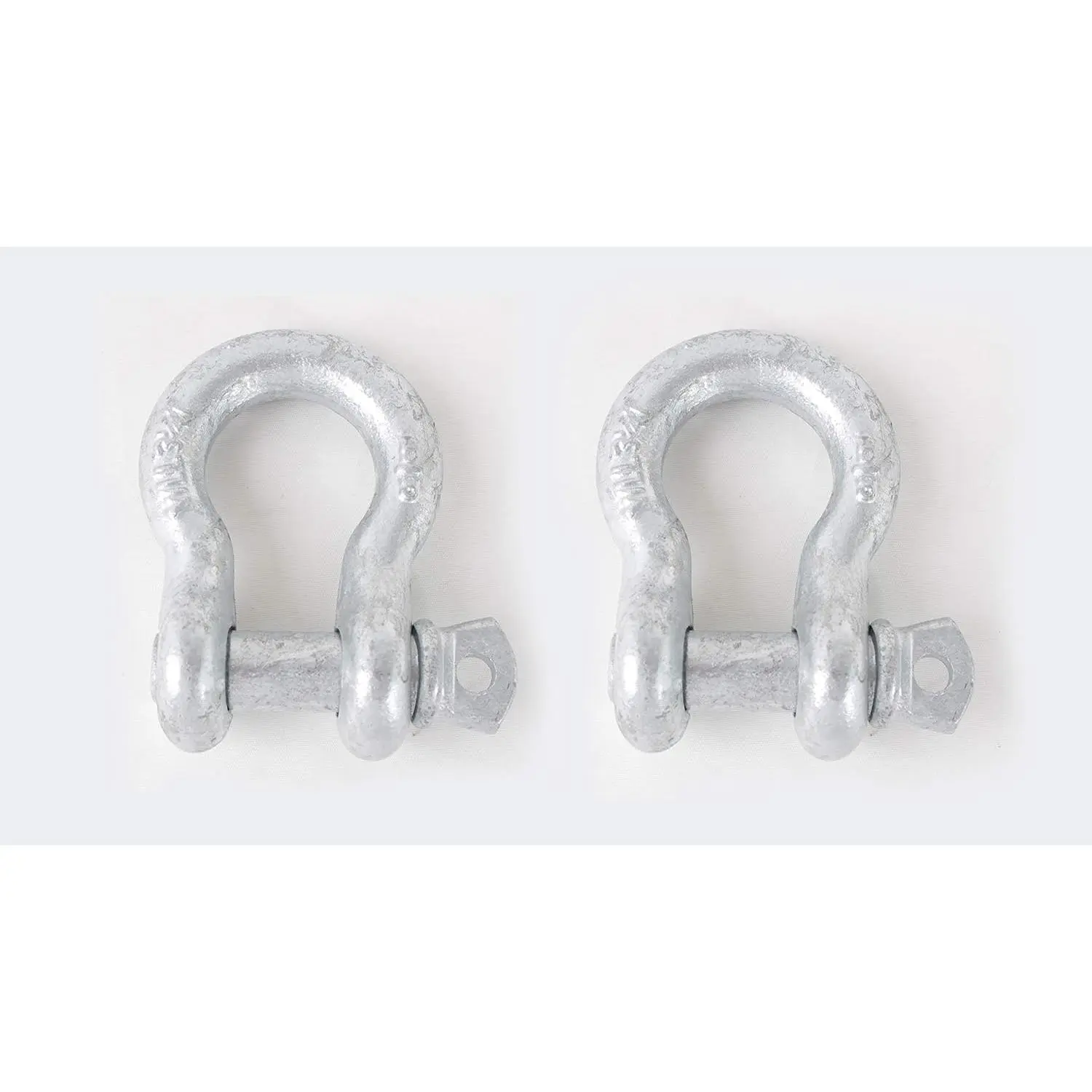 Forged RR-C271F Type IVA Anchor Shackle (2-Pack), 5/8-in Hot Dip Galvanized Steel Body, Quenched & Tempered Alloy Steel Pin, 3.25t 6500lb Heavy Lifting Load Capacity