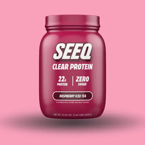 SEEQ Light Raspberry Iced Tea Protein Powder - 0 Sugar Whey Protein Isolate, Allergen-Friendly Dietary Bone Health & Wellness Supplement Drink Mix