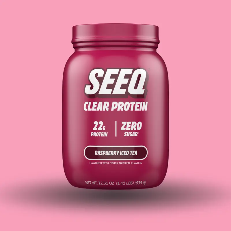 SEEQ Light Raspberry Iced Tea Protein Powder - 0 Sugar Whey Protein Isolate, Allergen-Friendly Dietary Bone Health & Wellness Supplement Drink Mix