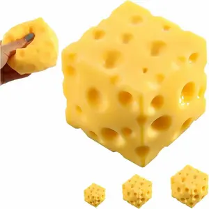 Cheese Block Squeeze Toy, Squishies Stress Relief Fidget Toy, Stress Balls for Adults, Stress Relief Gifts, Stocking Stuffer Gifts for Birthday (2.8 inch),summervibes