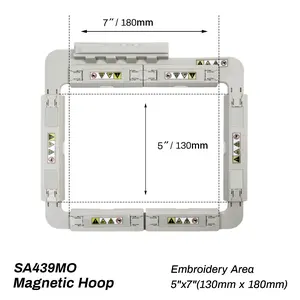 Sew Tech SA439MO 5x7" 130x180mm Brother SAMF180 Babylock EMF180 Hoopnetic Magnetic Flat Sash Frame (Long-bar Magnets) for Brother Innovis NQ1700E NQ1600E NQ1400E NQ3600D Dream Machine 2 VE2200 4000D 1500D V7 V5 VM5200 BabyLock EMF180 Embroidery Machine