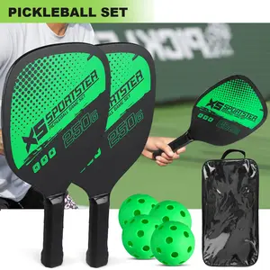 Pickleball Set – 2 Pickleball Paddles + 4 Indoor/Outdoor Balls + Storage Bag – Lightweight Paddles Reduce Elbow & Shoulder Stress – All Game Set for Beginners & Family