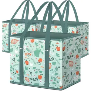 3-Pack Reusable Grocery Bags – Heavy-Duty Foldable Shopping Totes with Reinforced Bottom, Extra-Long Handles & Water-Resistant Fabric – Compact Eco-Friendly Bags for Groceries, Travel, or Market Trips