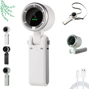 Portable Handheld Turbo Fan, 5 Gear Wind, Battery Operated, Up to 12 Working Hours, 3 IN 1 Hand Fans with Air Turbo Tech Cooling Fan for Outdoor Activities, Travel, Beach (Black)