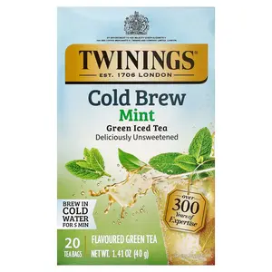 Twinings Cold Brewed Iced Tea, Green Tea, Mint, Unsweetened, 20 Single Serve Tea Bags, 1.41 oz (40 g)