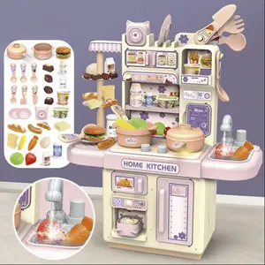 Kids Play Kitchen Set, Toddler Kitchen Playset with Light, Cooking Stove with Steam, Play Sink, Play Food Toy and Kitchen Accessories, Kitchen Toy for Kids Girls Boys