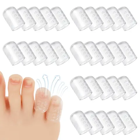 Soft Silicone Little Toe Protectors (30-Pcs) - Gel Breathable Slip-On Covers for Men, Reduces Friction, Pain Relief, Protection from Blisters, Prevents Irritation Daily Sleeves (Sports & Outdoor Leisure Use)