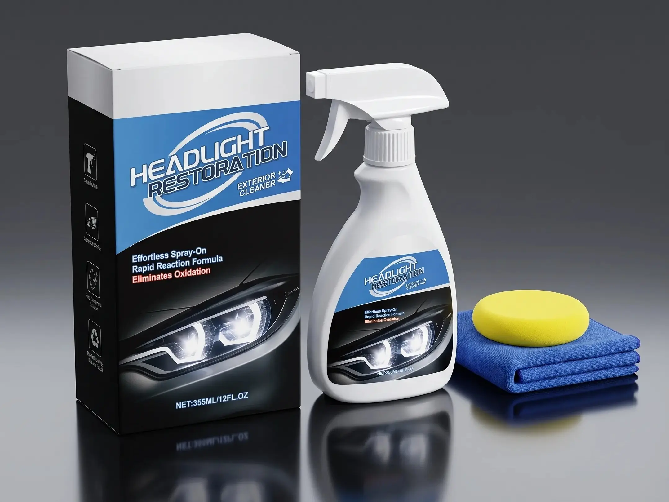 Car Headlight Renovation Repair Liquid - Polytetrafluoroethylene Formula, Oxidation Cleaning Liquid for Lamp Surface, Repairs Headlights, Restores Original Luster, Increases Visibility, Enhances Night Driving Safety