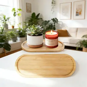 1pc Wooden Bathroom Vanity Tray, Multi-Purpose Jewelry Storage Rack, Minimalist Home Decor, Bamboo Material, Bathroom Accessory, Made in China