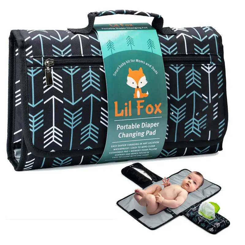 Oxford Black Portable Baby Changing Pad