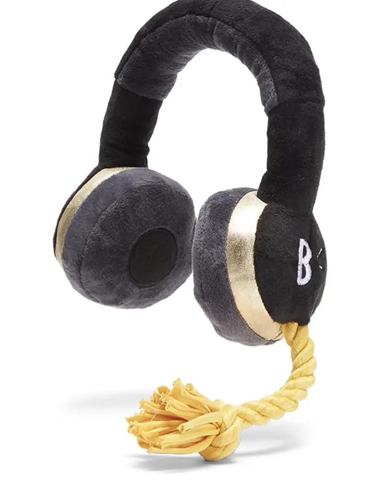 Barkbox Dog Toy Plush in The Zone Headphones Squeaky Dog Rope