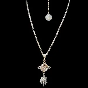 Escapulario Triple Protection Necklace with Cruz de Caravaca Witch Knot San Benito Medall Chain Jewelry Escapulario Triple Protection Necklace with Cruz de Caravaca Witch Knot San Benito Medall Chain Jewelry
