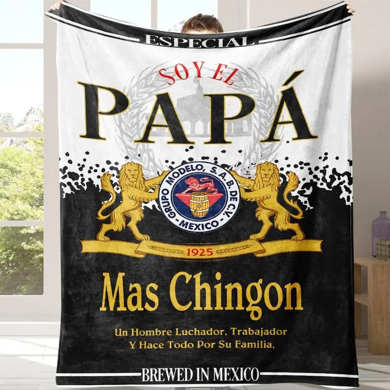 Papa Letter Print Soft Blanket, 1 Count Casual Soft Throw Blanket, Air-conditioned Room Blanket, Warm Nap Blanket for Home Office Travel Camping