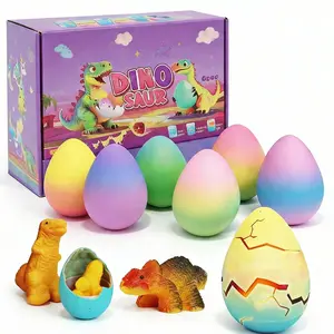 Colorful Box with 6 Dinosaur Eggs with 6 Dinosaurs, Water Activated Expanding Toy, Stress Relief, Safe Fun Magic Transformation Experience