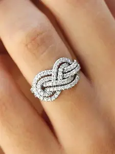Elegant Rhinestone Decorated Knot Design Ring, Fashion Accessories for Women, Trendy Jewellery Accessories, Trendy All-match & Exquisite Jewelry for Birthday Gift