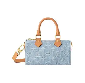 Pre-owned Louis Vuitton . Crossbody Bags Speedy Nano in Monogram Embroidered Denim