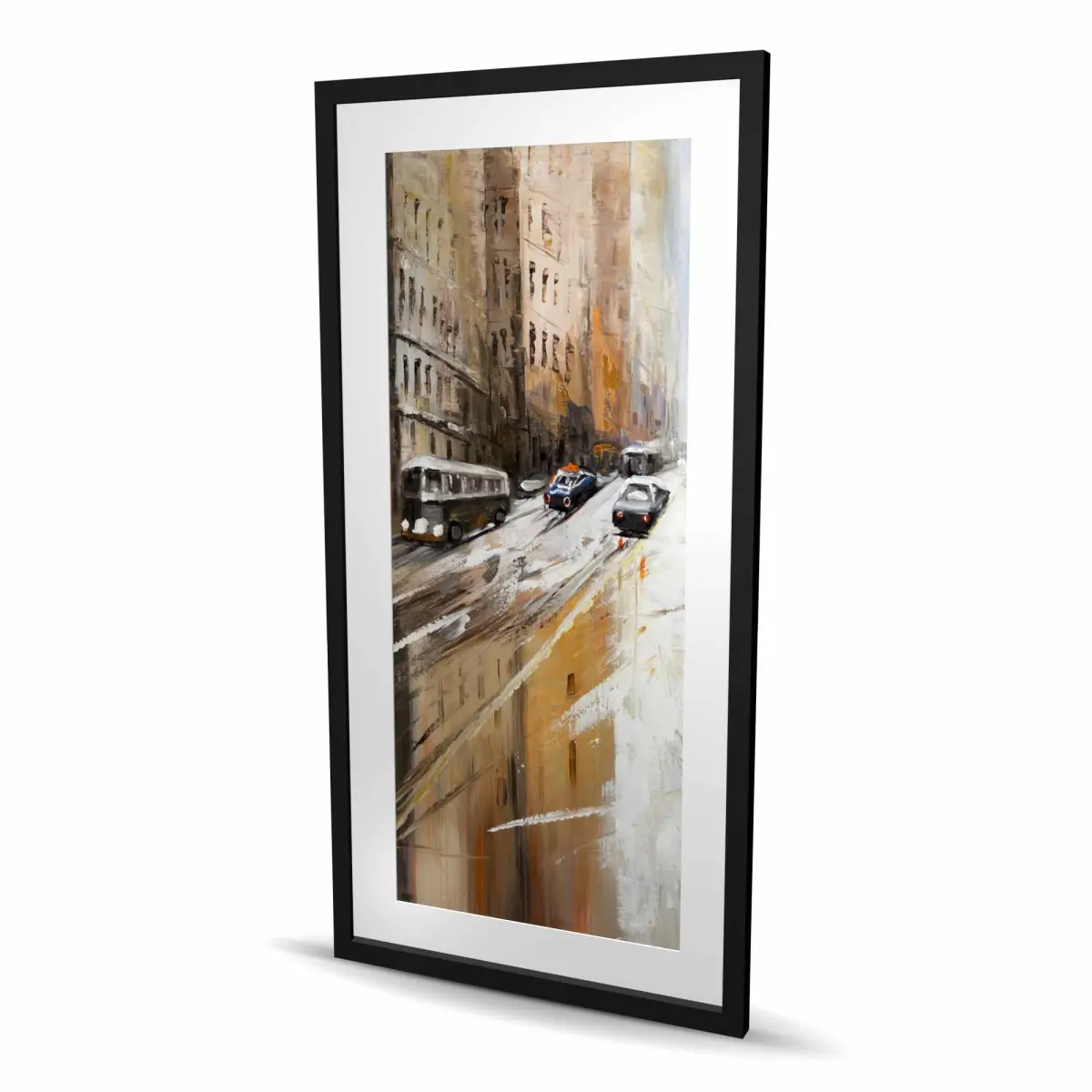Begin Home Decor C1FM2448K1HN81 24 x 48 in. Abstract City Street - Beige Cities Framed Matted Print