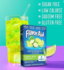 Single Serve Water Drink Mix Packets || Flavor-Aid Cucumber Limeade || Sugar Free || Drink Flavor Powder || Singles To Go