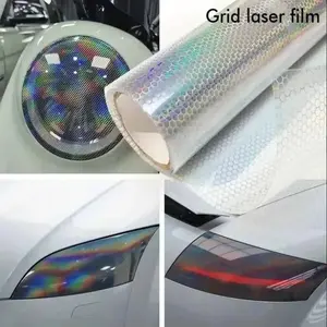 Car and Motorcycle Headlight Honeycomb Laser Light Vinyl Sticker Film, PVC Colorful Film for Car Headlights and Tail Lights