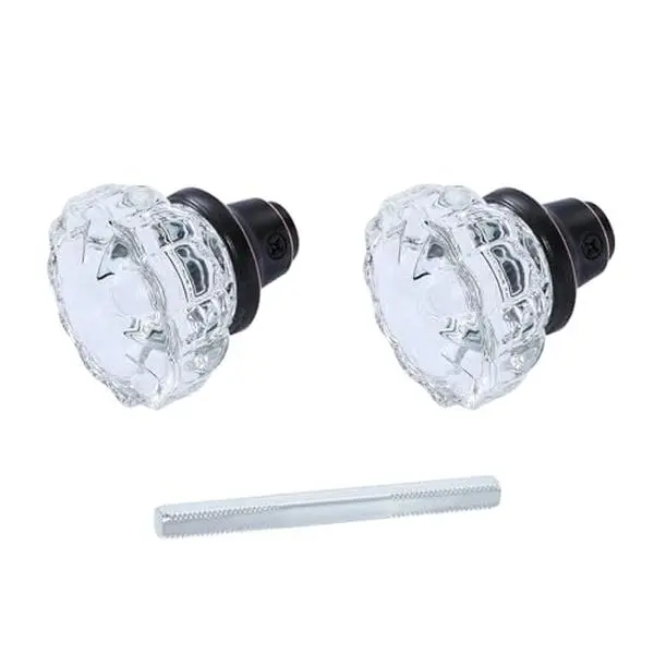AKRILANE Mortise Glass Door Knobs Antique Crystal Vintage Style Knob Set with Spindle Antique Doorknobs for Interior Doors - Oil Rubbed Bronze