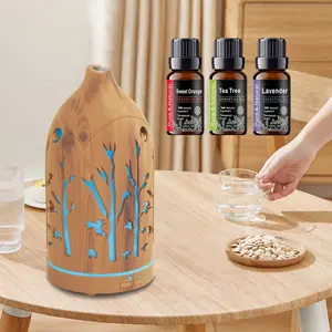 Hollow Out Aromatherapy Diffuser  7 LED Colors, 3 Essential Oils, Auto Shut-Off & Whisper Quiet