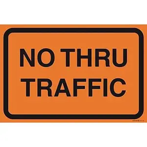 New Street Sign Metal Tin Sign/Sign No Thru Traffic Orange Road Street Construction Area Work Zone Safety Sign Outdoor Safety Warning Decoration 8x12 Inches Aluminum Sign