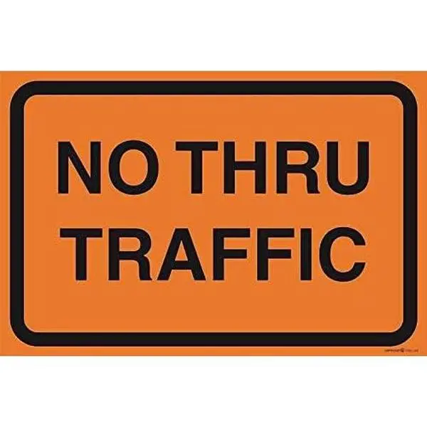 New Street Sign Metal Tin Sign/Sign No Thru Traffic Orange Road Street Construction Area Work Zone Safety Sign Outdoor Safety Warning Decoration 8x12 Inches Aluminum Sign