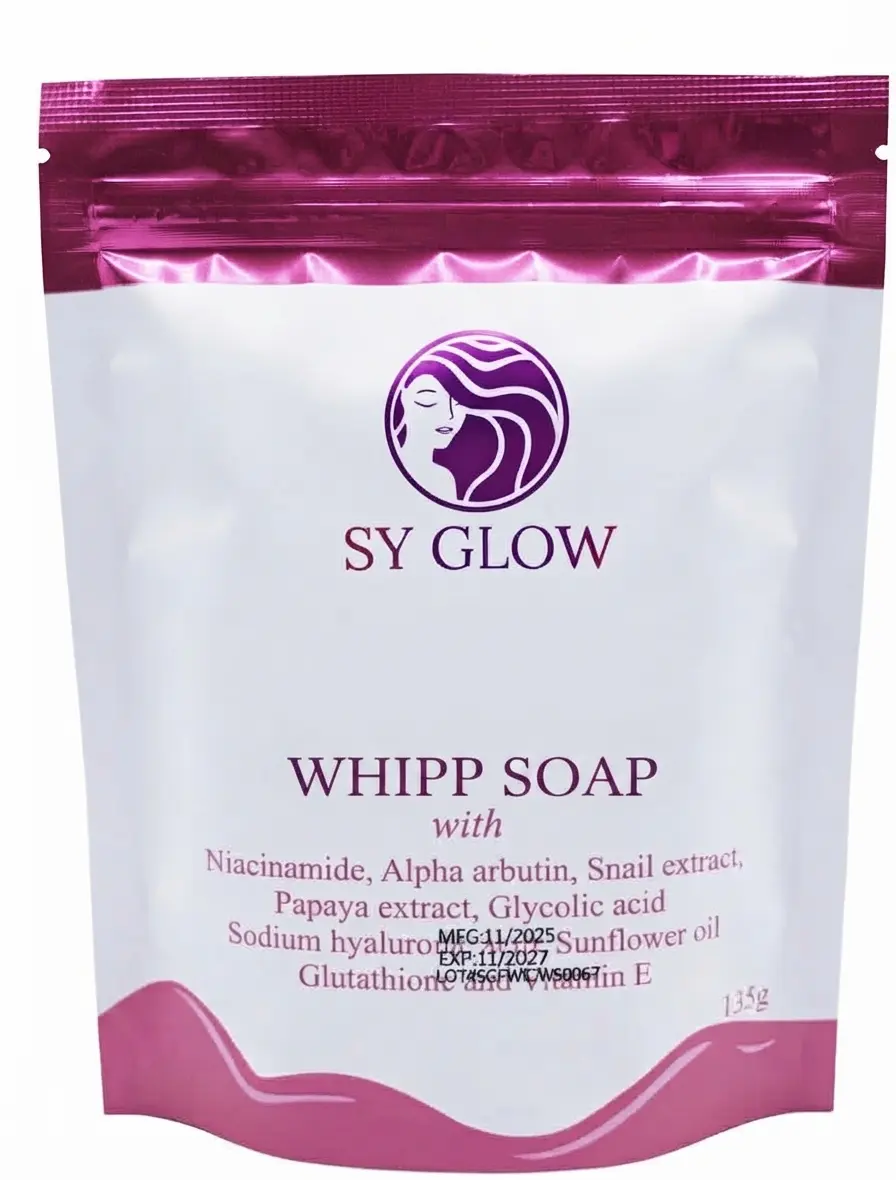 SY GLOW WHIPP SOAP with Niacinamide Alpha Arbutin Snail Extract Papaya Extract 135g