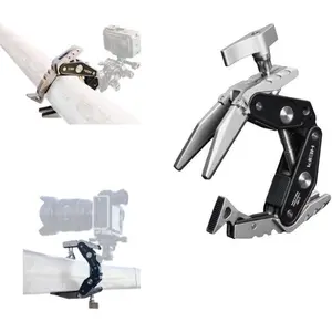 Super Clamp Phone Camera Mount Holder 2-in-1 Clamp & Stand Design with 1/4"-20 & 3/8"-16 Screw Mount Adapter Holder Max Clamping 3.93 inch for Tripod Accessories, Phone, Action, DSLR Camera