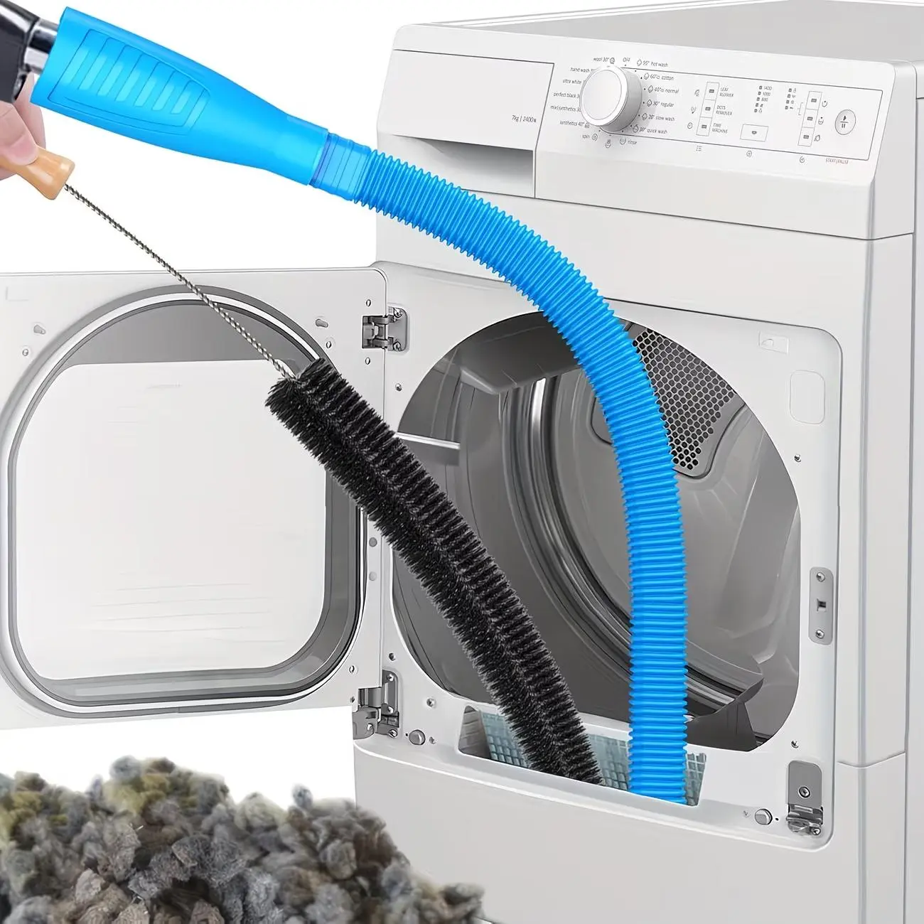 Efficient Dryer Vent Cleaning Brush with Vacuum Adapter Hose Kit, Bendable Dryer Lint Trap Remover, Household Laundry Appliance Tool (1 Piece), Households