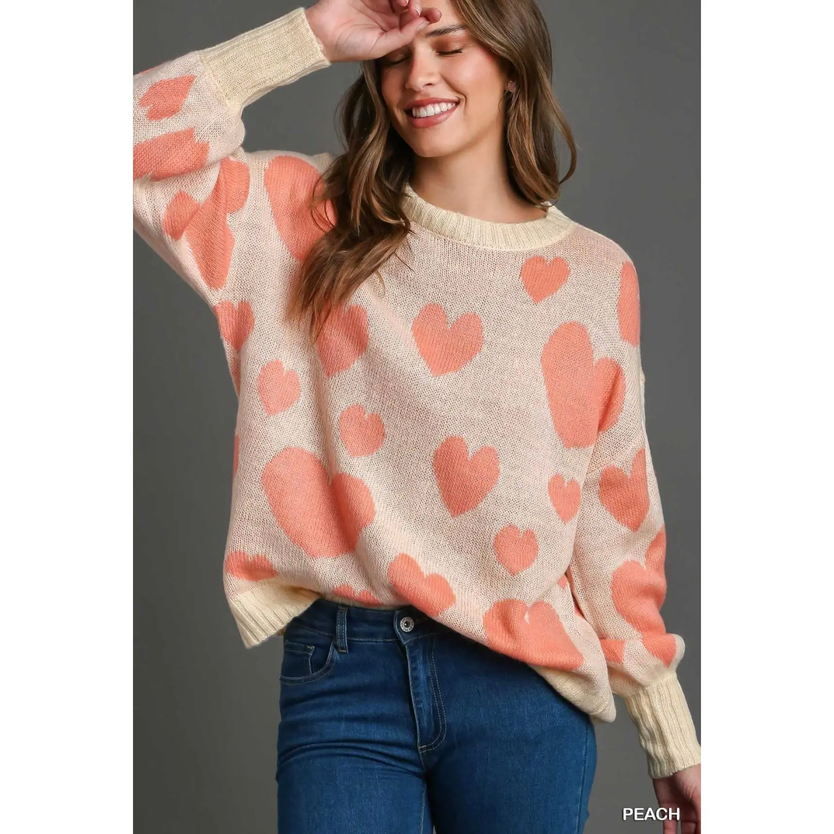 Peach Heart Sweater