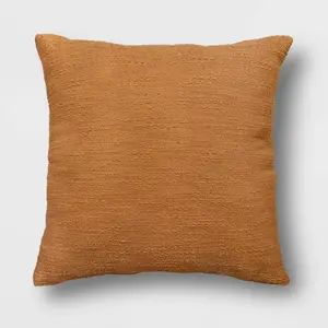 Oversized Square Cotton Boucle Reversible Throw Pillow with Linen Caramel - Threshold