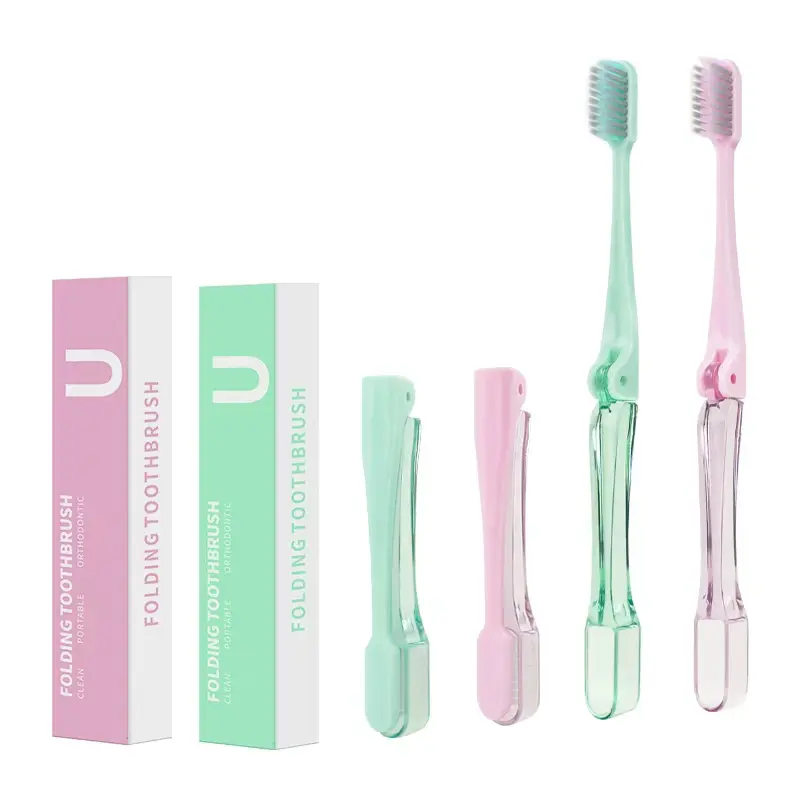 4 Pack U-Shaped Foldable Toothbrushes, Compact Travel Design, Fda Registered, Multi-Pack Dental Care Essentials, Ideal for Home & Travel Use