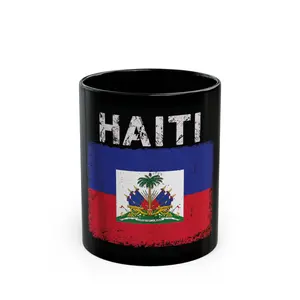 Haiti Flag Mug - Black Coffee Cup, Best Gift for Haitian Pride, Haitian Independence Day, Travel Souvenir, Unique Kitchen Decor Ceramic Drinkware Glossy Beverage