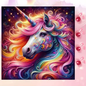 5D DIY Full Drill Round Diamond Painting - Diamond Art Kit Dream Unicorn Mosaic, Canvas - DIY Decor Painting, Home Wall Decoration, Suitable for Halloween and Christmas, Birthday and Anniversary Gifts