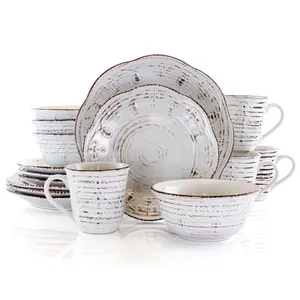 Elama Rustic Birch 16 Piece Stoneware Round Dinnerware Set Elama Rustic Birch 16 Piece Stoneware Round Dinnerware Set