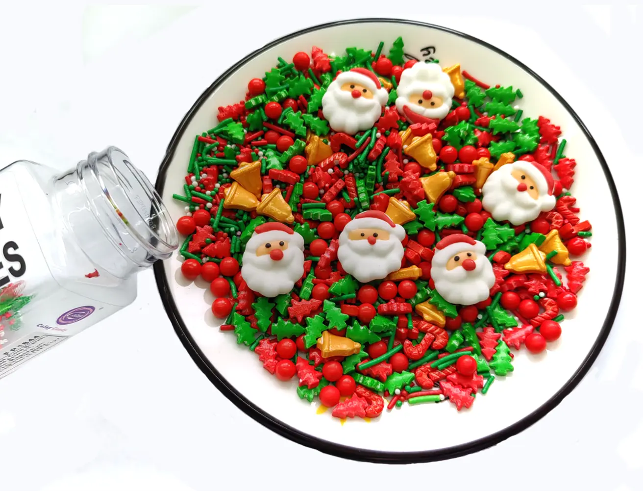 Christmas Edible Cake and Cupcake Sprinkles Cake Topper Sprinkles Decoration Candy Santa Claus Cupcake Dessert Cookie Sprinkle Red Green Christmas Tree Fancy Sprinkles Holiday Sprinkle (6 Santa Claus)