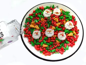 Christmas Edible Cake and Cupcake Sprinkles Cake Topper Sprinkles Decoration Candy Santa Claus Cupcake Dessert Cookie Sprinkle Red Green Christmas Tree Fancy Sprinkles Holiday Sprinkle (6 Santa Claus)