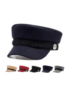 Unisex Navy Beret Hat, Adjustable Woven Baseball Cap, Casual Sun Protection Headwear for Outdoor Sports, Spring & Fall Travel, Outdoor Hats