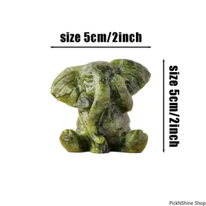1pc Hand-Carved Natural Green Jade Elephant Statue - Reiki Energy Infused Healing Crystal Figurine, Serene Home Decor Decoration