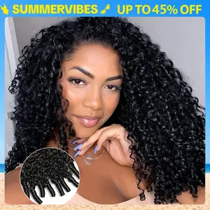 Tahikie Burmese Curly Half Wig Human Hair Cheap Wig Flip Over Wand Curly Wigs Beginner Friendly Comfortable Fit Vacation Hair Glueless Kinky Curly  Human Hair Drawstring Headband Wig For Women Summer Wigs BlackFriday #SummerVibes