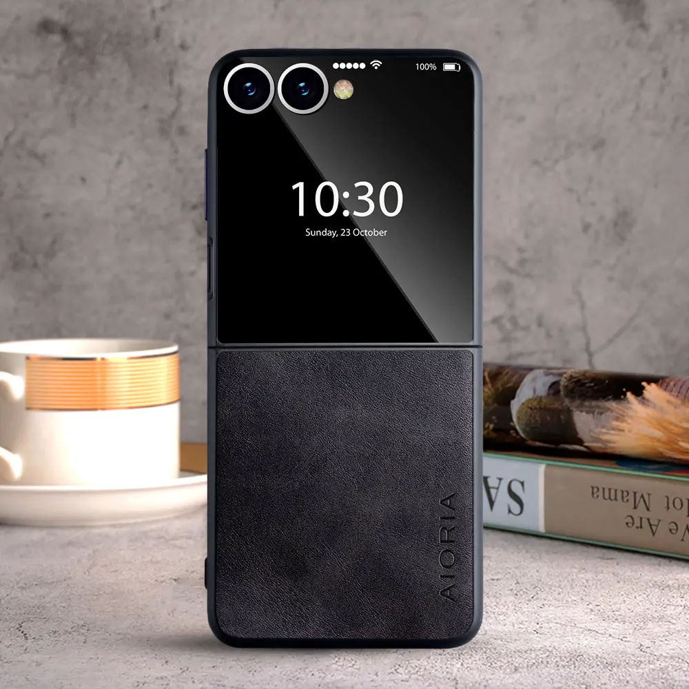 Fin Case for Samsung Galaxy Z Flip 7 5 6 Flip7 5G coque Luxury Vintage leather Protective cover for samsung galaxy z flip 7 case