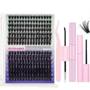 80D Eyelash Extender Set, 224pcs/set Personal False Eyelash Set with Eyelash Adhesive and Sealing & Eyelash Remover & Tweezers, Eye Makeup Accessories