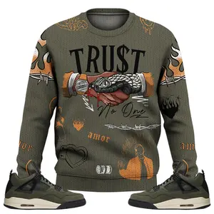 Retro Undefeated 4s Sweater, Fabric Knitwear Snake Trust No One Got Em Streetwear Hip Hop Unisex Sneaker Color Match Shirts Menswear Acrylic Hoodie Sweatshirts Tops