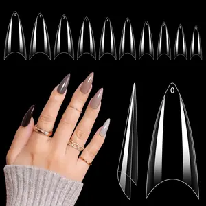 1000 PCS French Coffin Ballerina Nail Tips Acrylic Nails Artificial Half False Flake Nail Tips 10 sizes with Clear Plastic Cases for Nail Salon Nail Shop DIY Nail Art Ballerina Nails